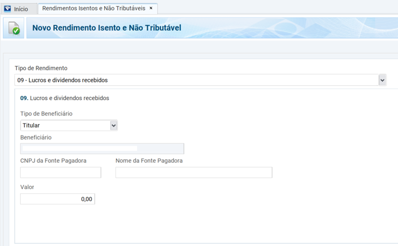 Print do programa IRPF 2026 mostrando os campos para preenchimento da ação