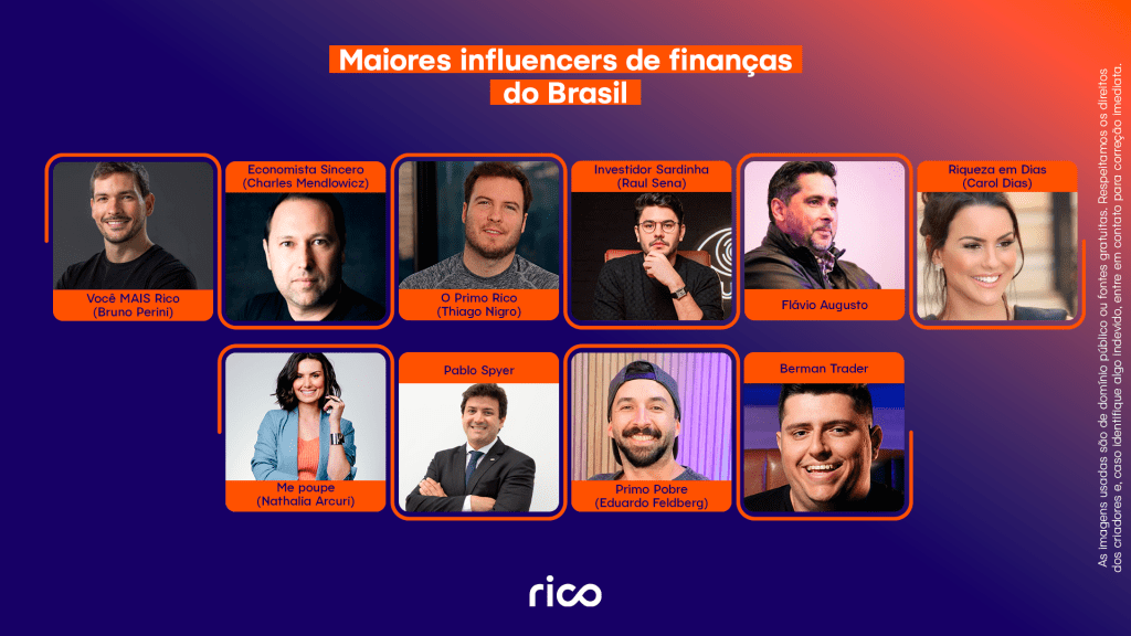 Infográfico mostrando os influencers de finanças mais ricos do Brasil.