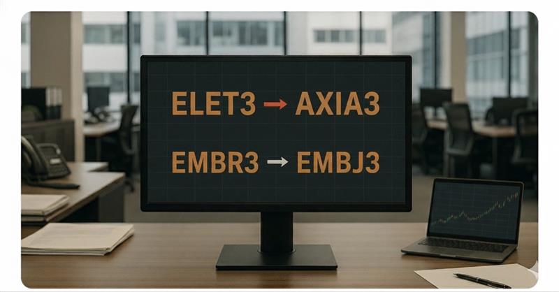 Mudanças de Ticker na B3 — Eletrobras, Embraer e outras: o que está por trás das novas identidades das empresas?