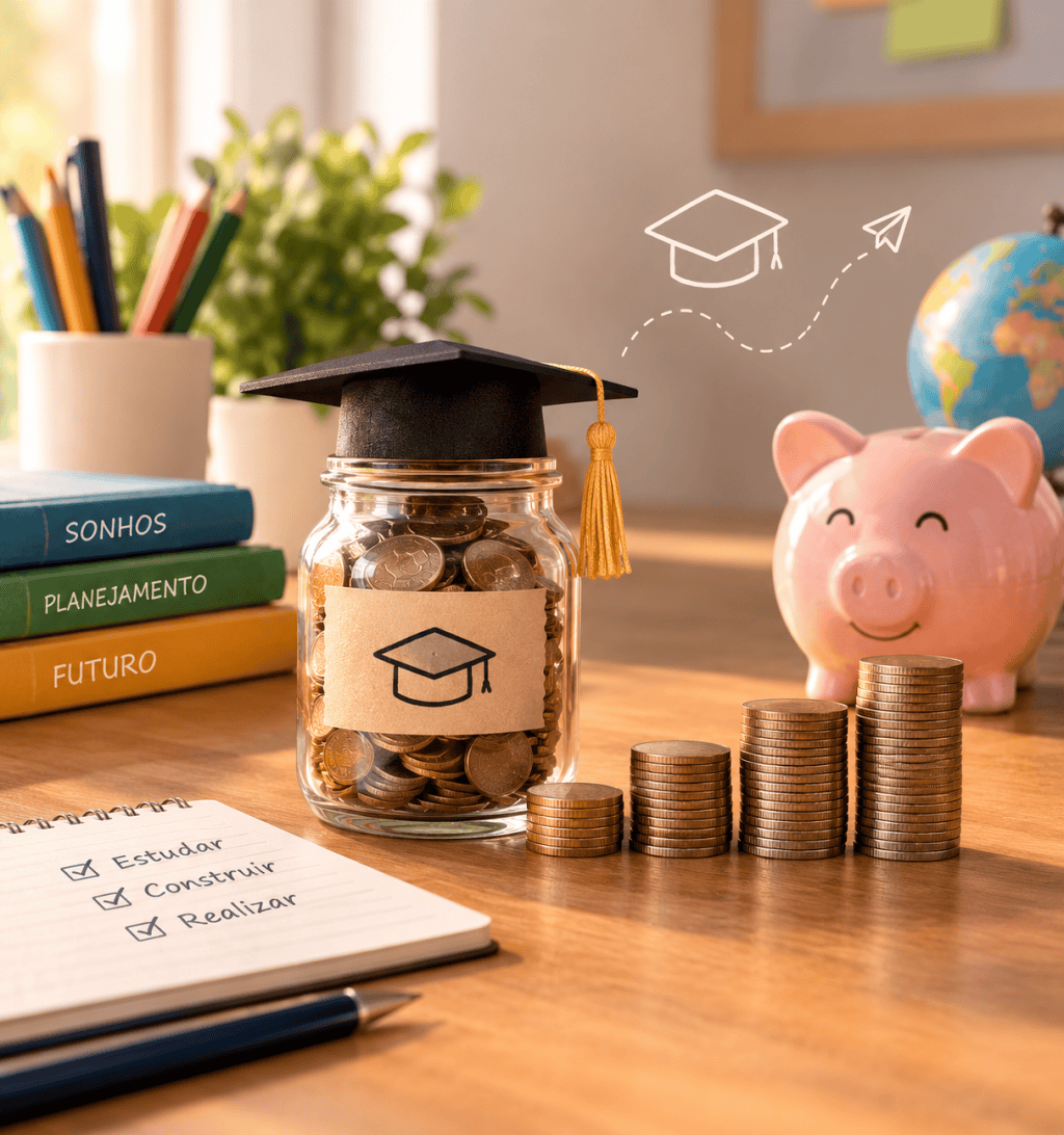 Educação financeira para cada fase da infância: quanto guardar hoje para a faculdade  